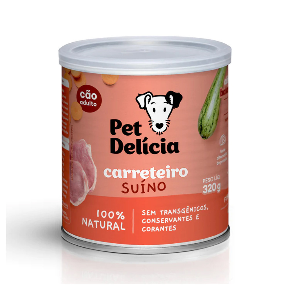 Ração Úmida Pet Delicia Natural para Cães Adultos Carreteiro Suíno 320g em Oferta na Shopee