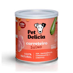 Ração Úmida Pet Delicia Natural para Cães Adultos Carreteiro Suíno 320g