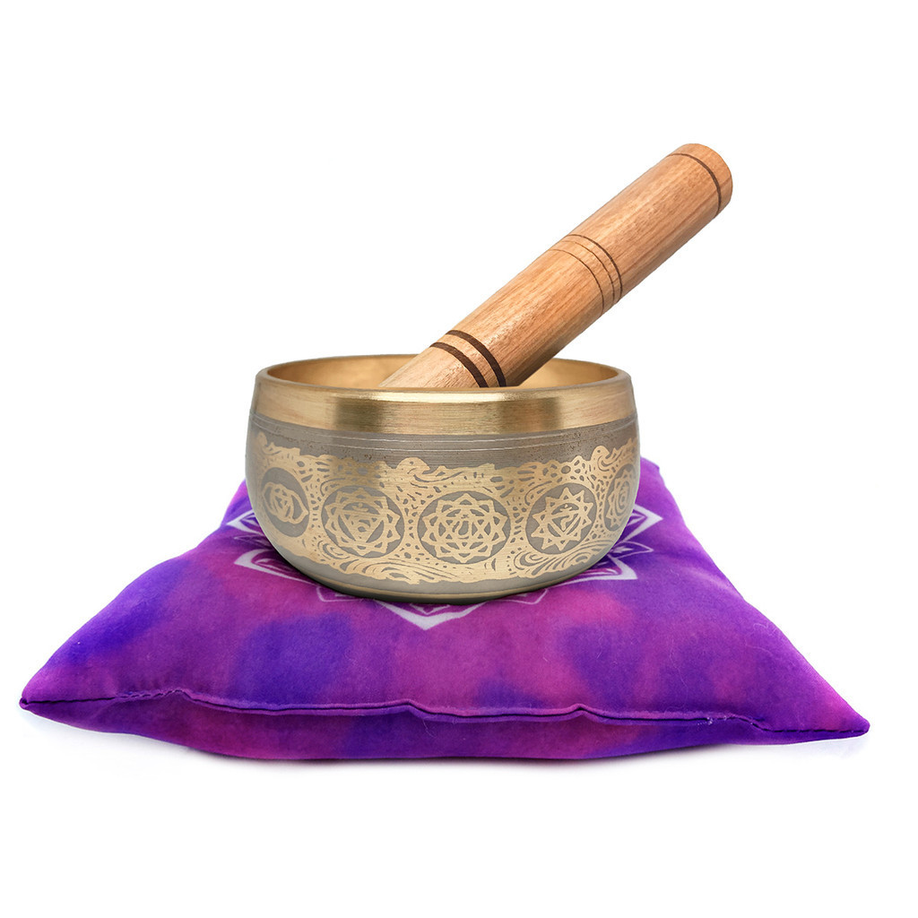 Tigela Sonora Tibetana Orin 7 Metais Sagrados Seven Chakras + Almofada e Bastão