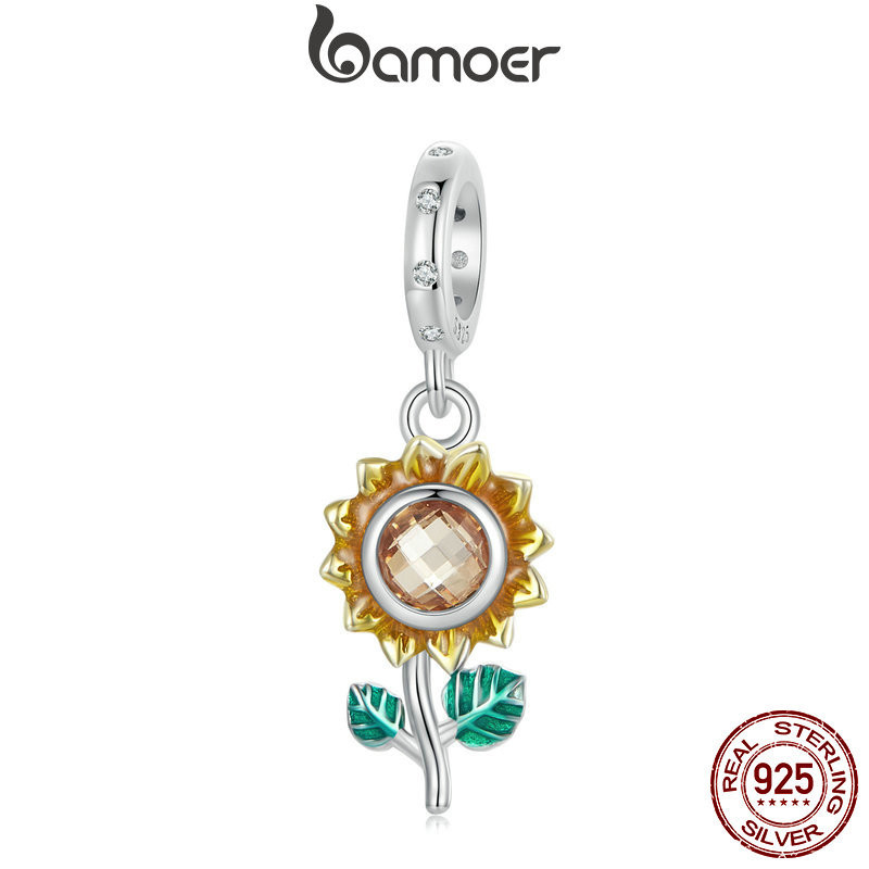 Bamoer 925 Sterling Sliver Charme Girassóis Design Pingente Acessórios Para Pulseira - Fashion Accessories