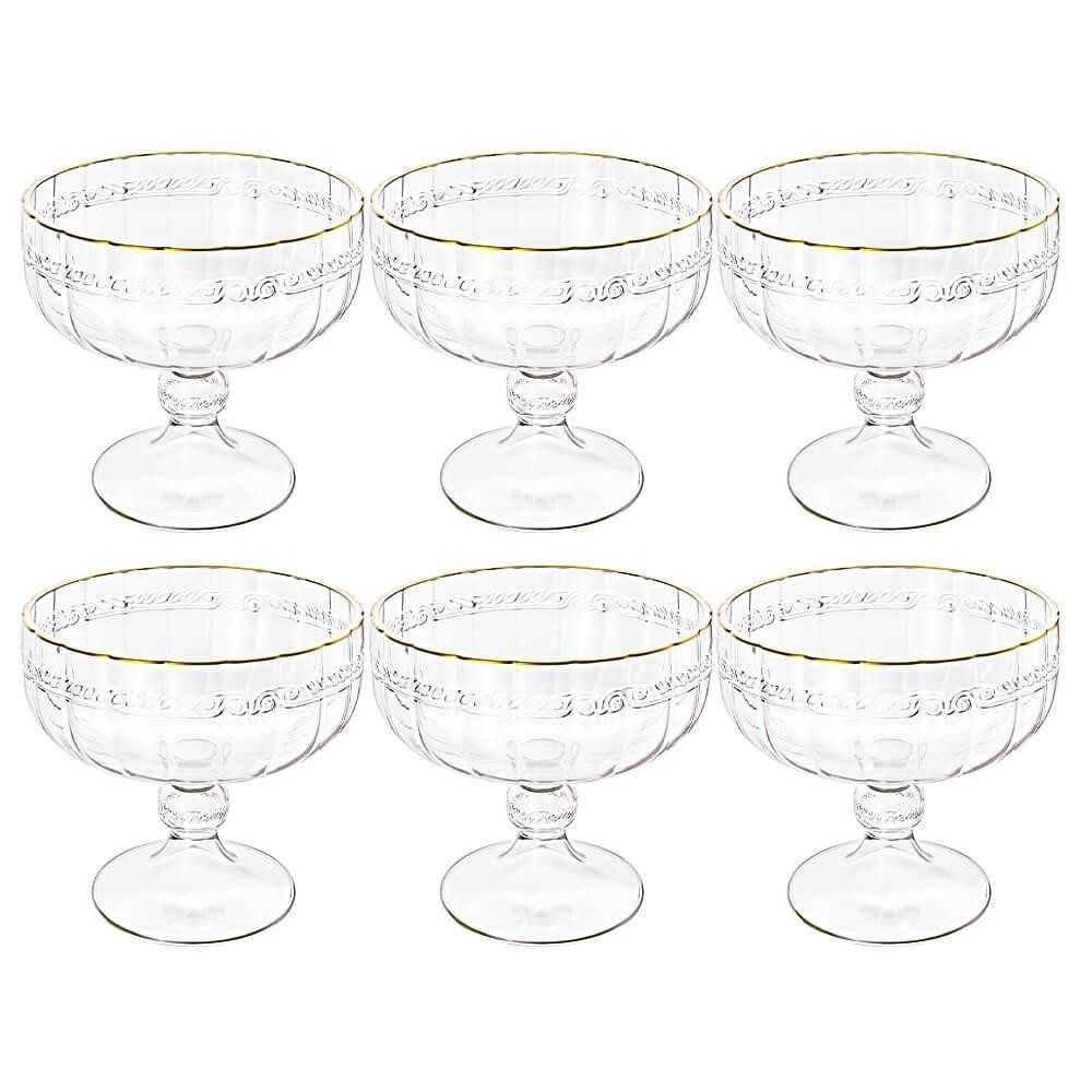 Taça de Sobremesa em Cristal Imperial Fio de Ouro 200mL 6 peças - Lyor em Oferta na Shopee