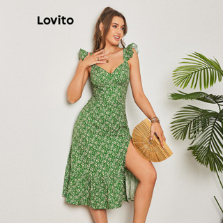 Lovito Vestido Feminino Boho Ditsy Com Estrutura Floral E Bainha Com Babados LBL08162