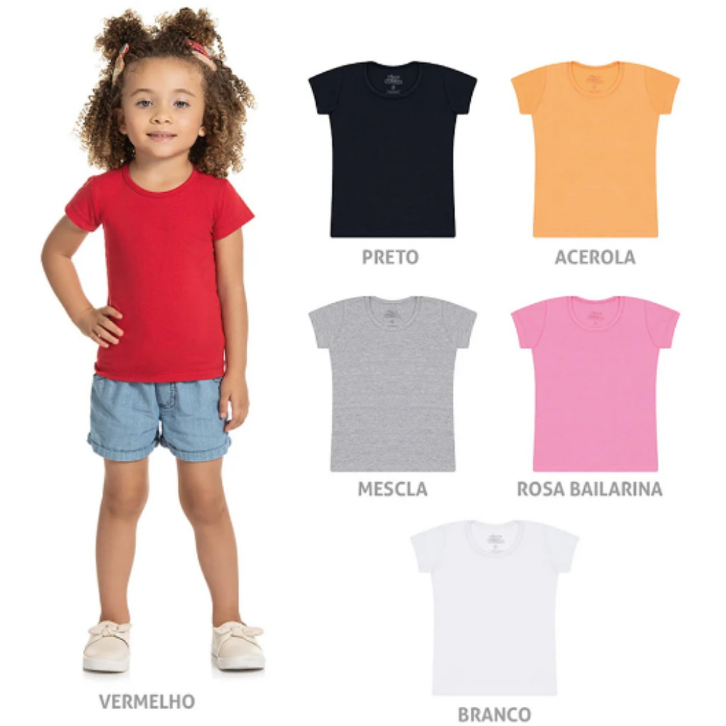 Blusa Básica Cotton Infantil Menina Moda Infantil Alta Qualidade Conforto E Estilo Ideal Para O Dia A Dia