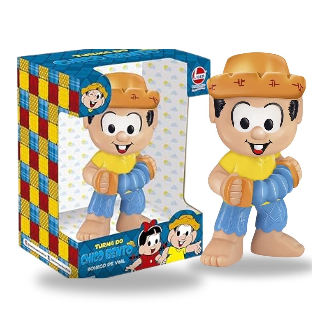Boneco Turma da Monica Chico Bento Articulado em Vinil 3014 - Lider Brinquedos