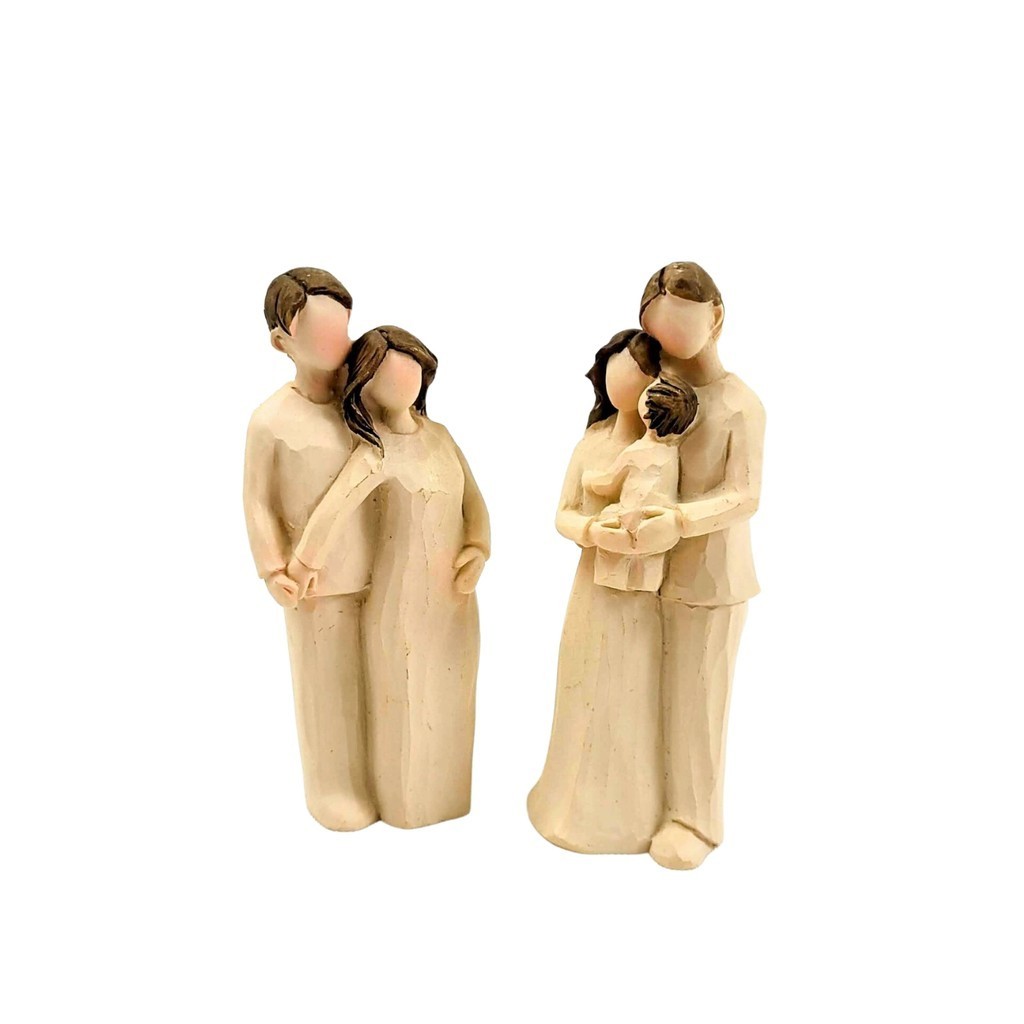 Estátua Família Casal Grávida E Com Bebê Nude10x4x3cm