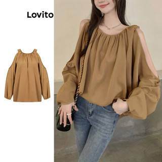Lovito Blusa Casual com Ombros de Fora para Mulheres L73AD007
