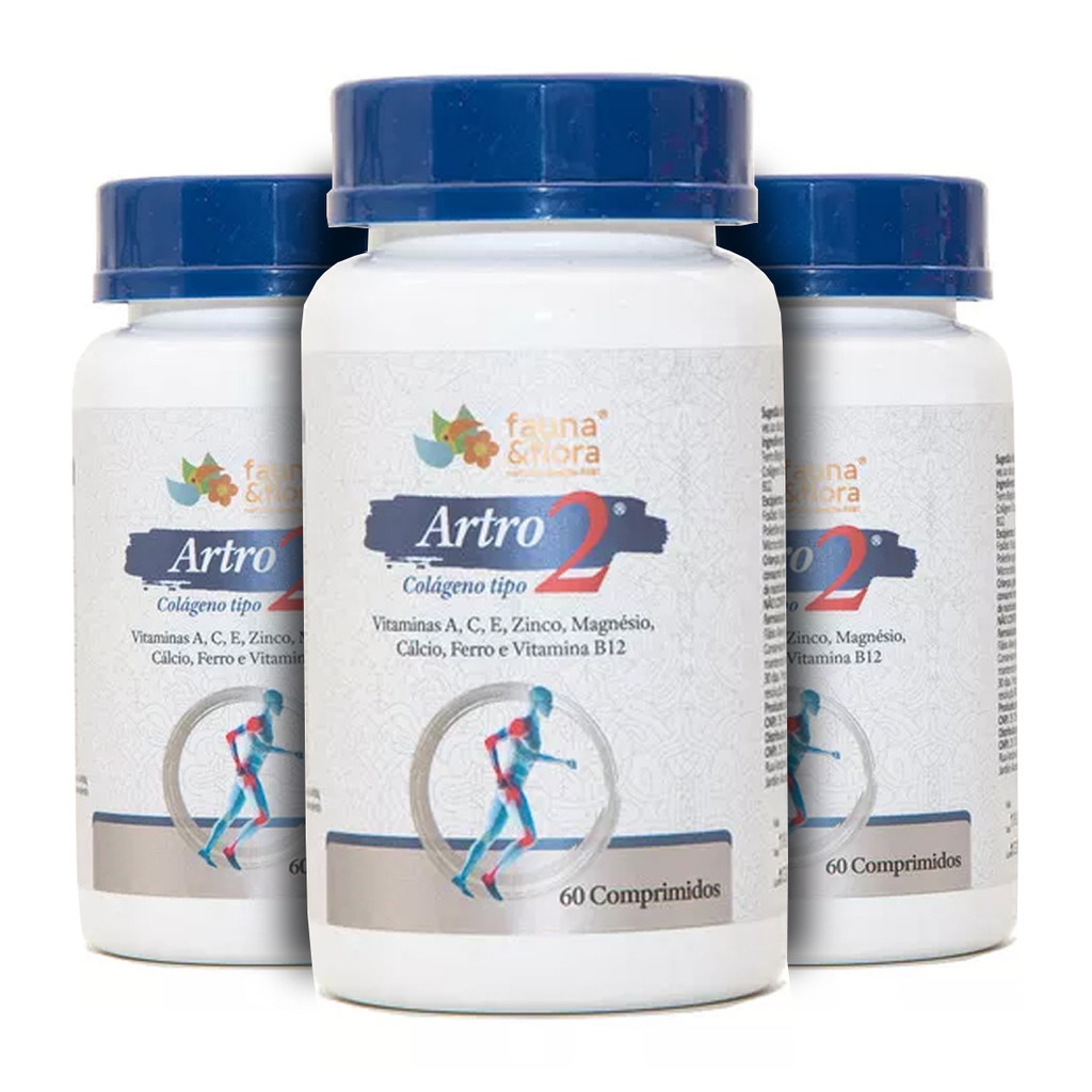 180 Cápsulas Artro 2 Colágeno Tipo 2 Pós Treino 700mg Vitaminas C B12 A E Zinco Magnésio Cálcio Ferro