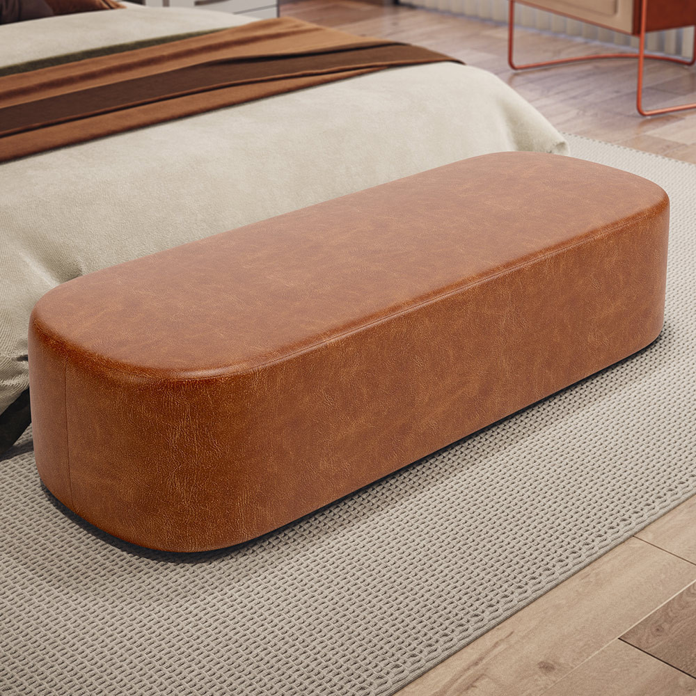 Puff Decorativo Orgânico para Living Quarto 140cm Doha W01 Couríssimo Camel - Lyam Decor em Oferta na Shopee