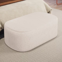 Puff Decorativo Orgânico para Living Quarto 100cm Doha W01 Linho Cru - Lyam Decor
