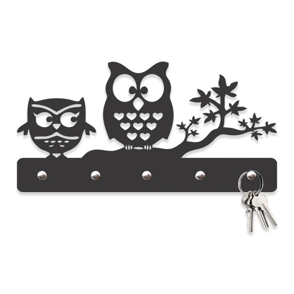 Porta Chaves Porta Chaves Corujinhas em Mdf Vazado de 3mm Preto Fosco em Oferta na Shopee
