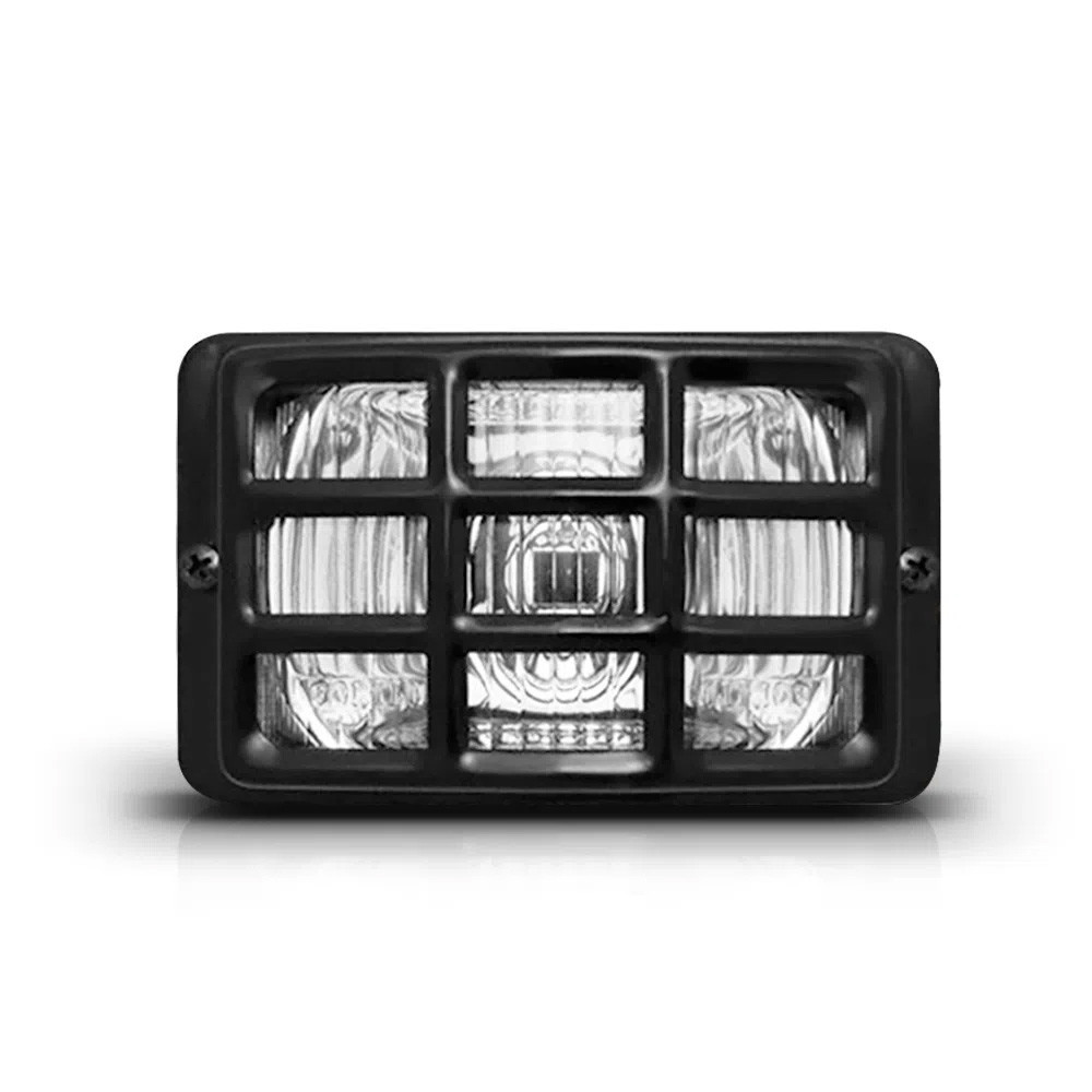 Farol de Milha Para Adaptação Jeep Fusca Corcel D20 F1000 Chevette Opala com Grade 156x94mm
