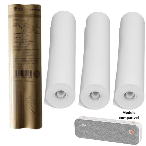 Papel Térmico Impressora Peripage A40 A4 21x30 - 3 Rolos