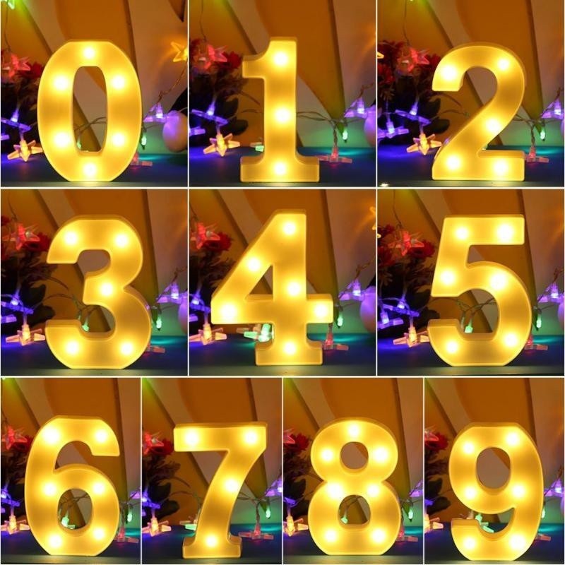 Kit 10 Números Led Luminária 3D Decorativa Branco 16CM/21CM NUMERO 0-9