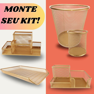 Monte seu Kit | Organizadores de Escritório - Lixeira, Bandeja, Porta Lápis, Organizador de mesa em Oferta na Shopee