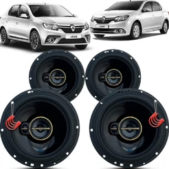 Kit Alto Falantes Dianteiros e Traseiros Renault Logan 2014 até 2021 - Hurricane Aurum 480w