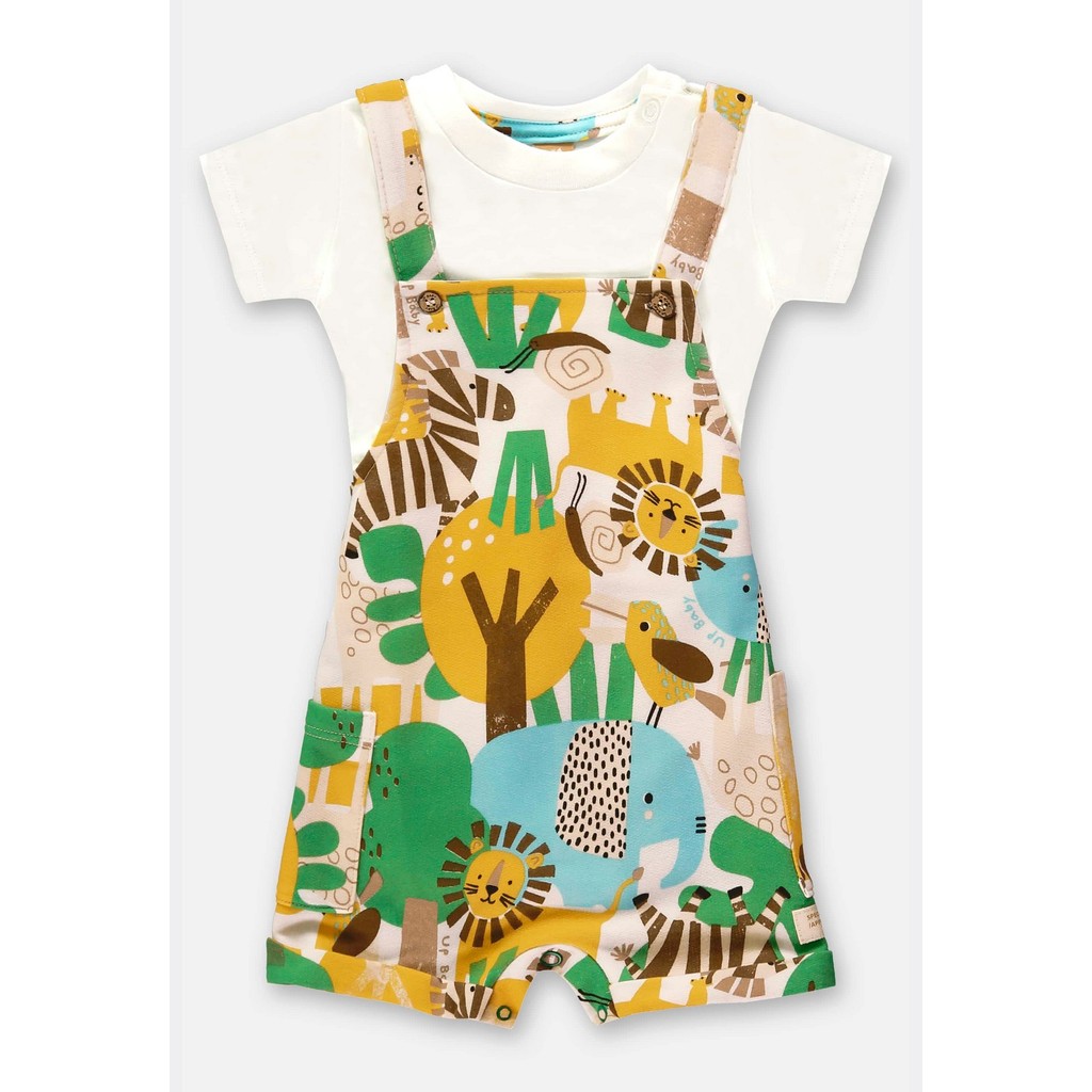 Conjunto para Bebê Menino Jardineira e Body Safari Up Baby