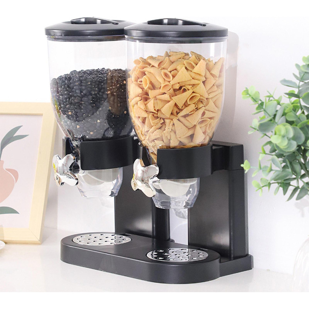 Distribuidor Duplo De Cereais Cozinha Dispensador De Comida dispenser de alimento duplos