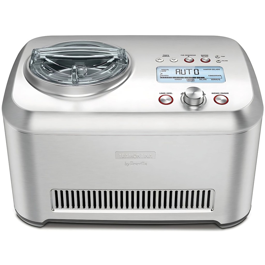 Sorveteira Elétrica Aço Inox Tramontina Grande Automática gelato express design moderno sabores sorvete sobremesa