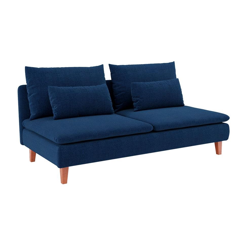 Sofá 3 Lugares Merkel Linho Azul Marinho