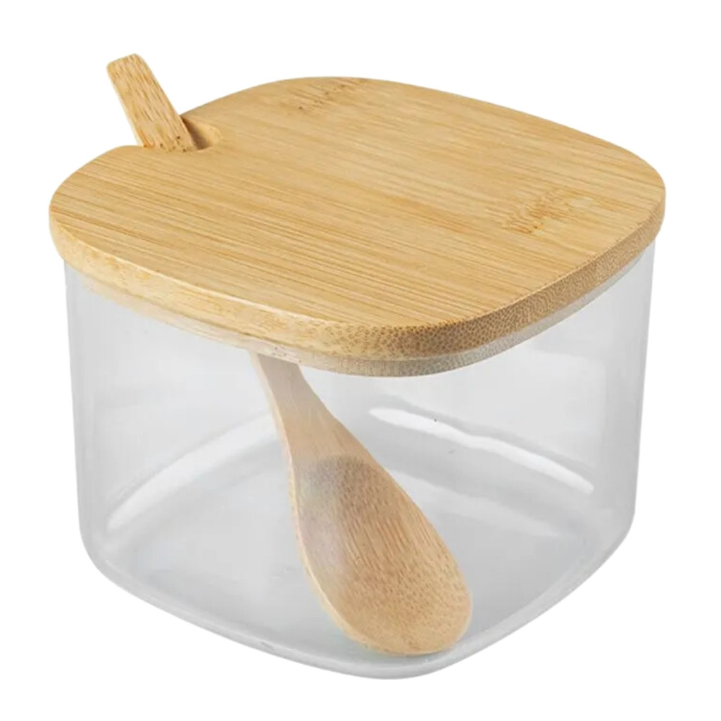 Açucareiro Com Tampa Colher Em Bambu 200ml Sense OU em Oferta na Shopee