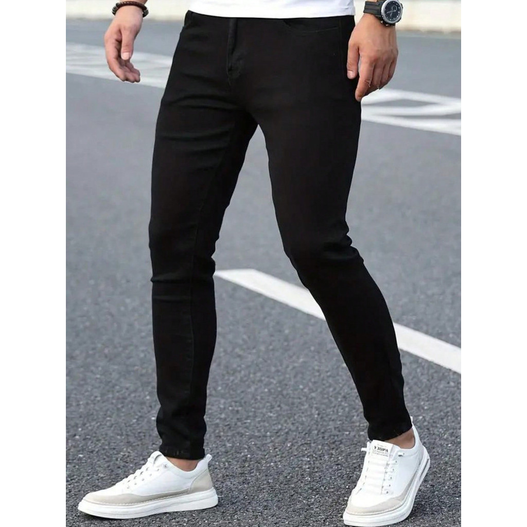 Calça Jeans preta com lycra Skinny Masculina Premium Modelagem Exclusiva