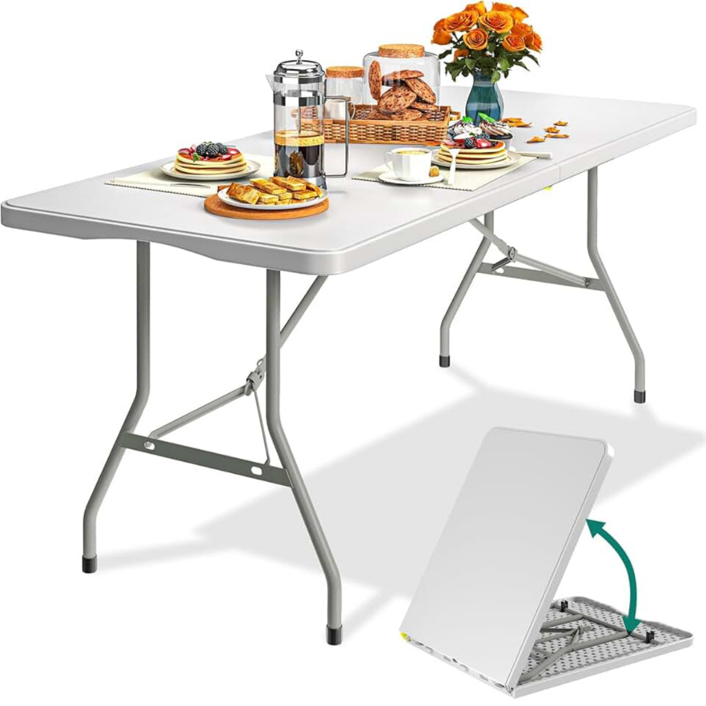 Mesa Dobrável Retangular 1,80m Camping Vira Portatil Maleta