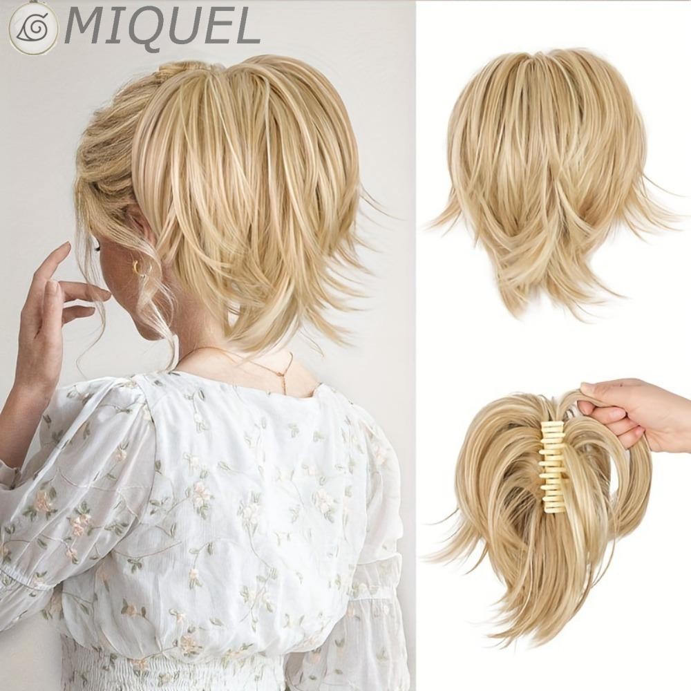 MIQUEL Rabo De Cavalo Reto Bagunçado , Clipe De Garra Updo Sintético Em Pães De Cabelo , Pedaços Falsos Naturais Curtos em Oferta na Shopee