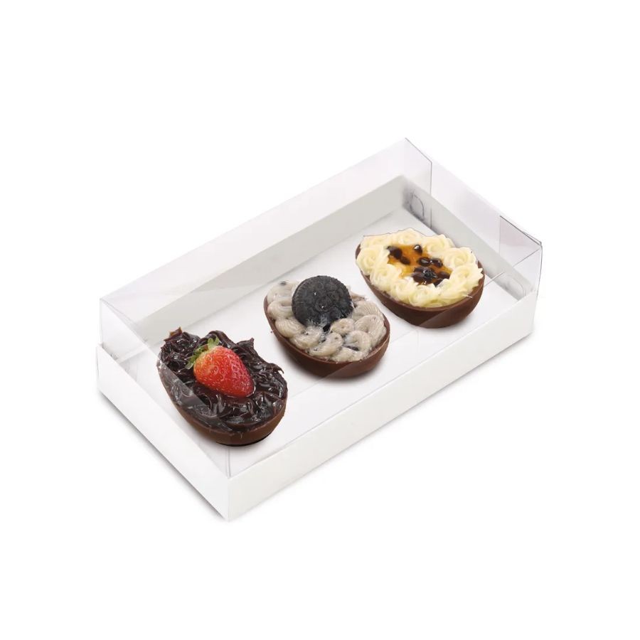 Caixa para 3 Meio Ovos De 50g - Branco - 15,5x8cm - 6 unidades - Cromus - Rizzo - Home & Living