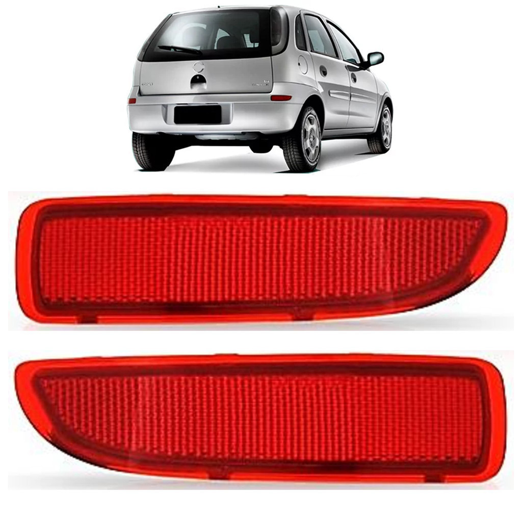 PAR Refletor Para-choque Traseiro Corsa Hatch 2003 à 2014 Lente Rubi