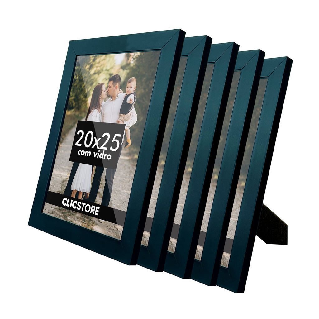 Kit 5 Porta Retrato 20x25 Com Vidro Quadro Gravata Imagem Decoração Aparador