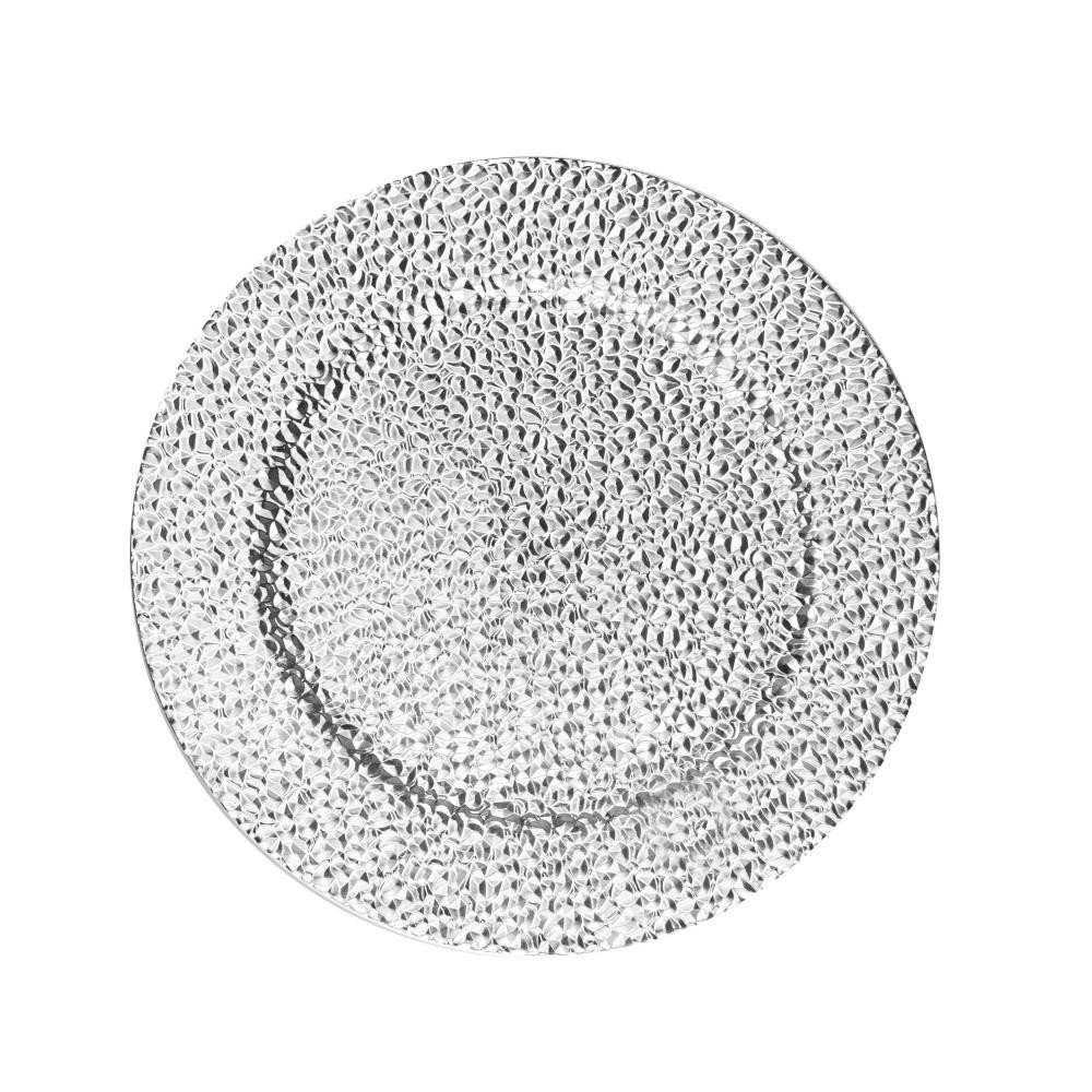 Sousplat Wolff de Plástico Martelado Prateado 33cm
