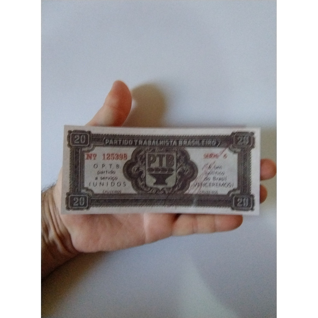 Cédula Fantasia Do Ptb De 20 Cruzeiros Para Colecionadores