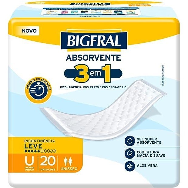 Absorvente Geriátrico Bigfral Regular Plus 20un em Oferta na Shopee