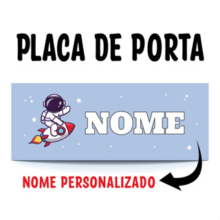 Enfeite De Porta Infantil Astronauta Com Nome Personalizado Quadro Decorativo Quarto Menino
