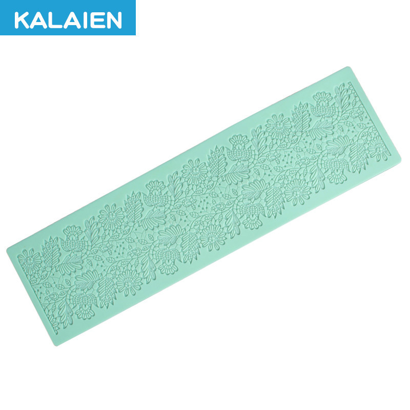 KALAIEN Bolo Decoração Bolo Lace Para Bolo De Casamento Topper Lace Mat Lace Silicone Mold Mold Sugar lace Fondant Mold 38.5*10.8CM