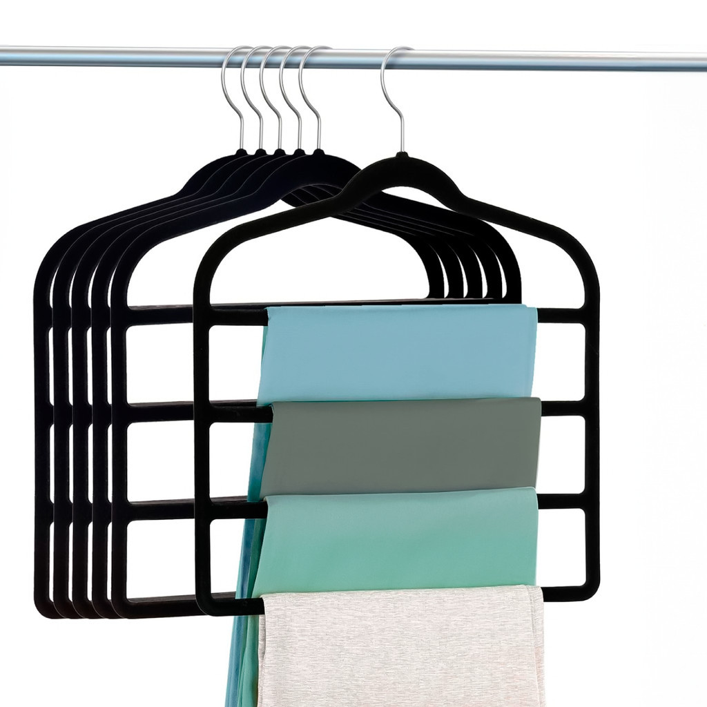 Kit 10 Cabides De Veludo Para Calça Saia Preto em Oferta na Shopee