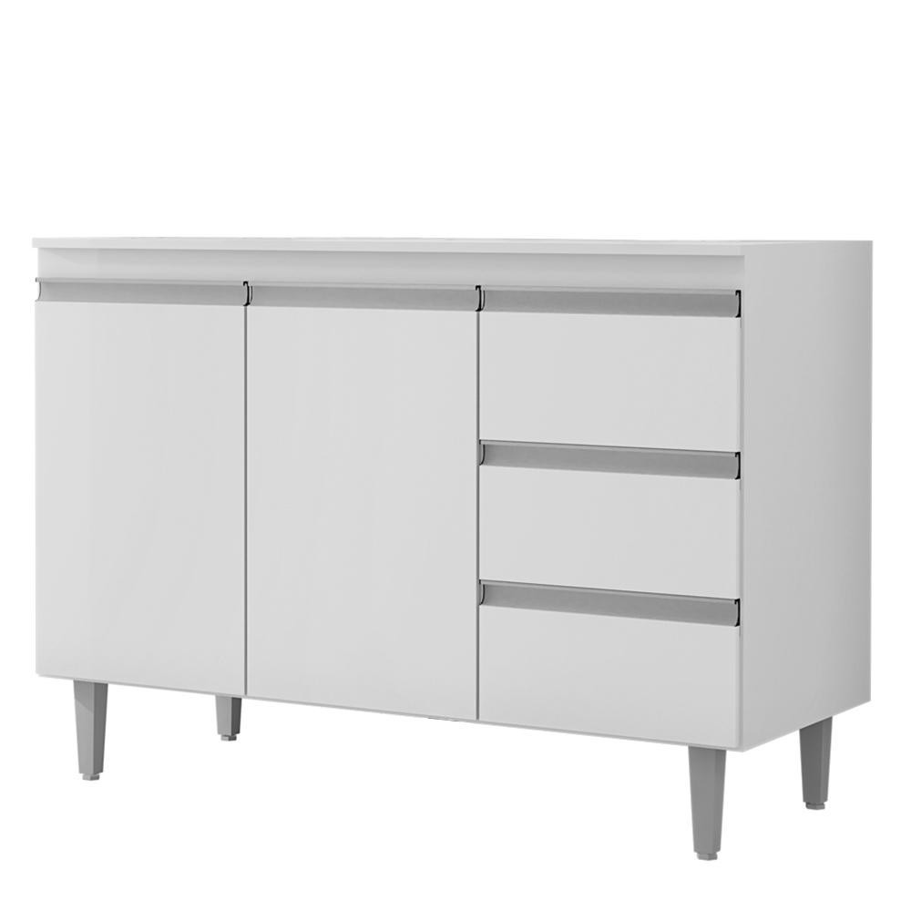 Balcão Gabinete Para Pia 100cm com Tampo 2 Portas Andréia Branco - AJL Móveis em Oferta na Shopee