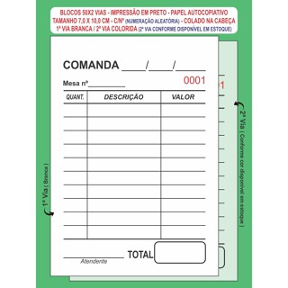20 Blocos 50x2 De Comanda Mod Mesa C/n Pap Autocopiativo em Oferta na Shopee