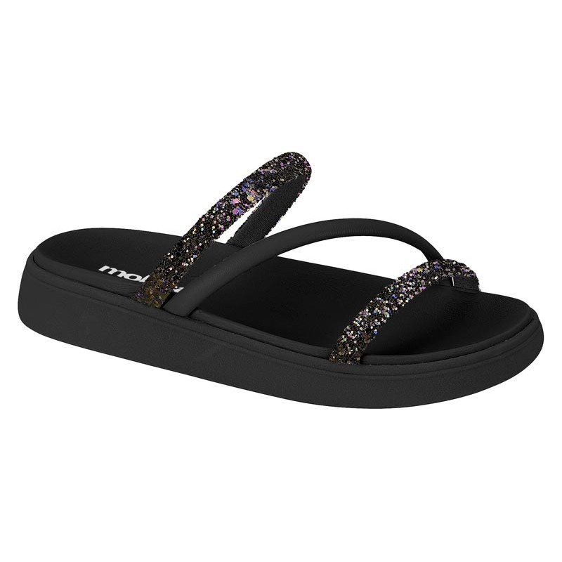Sandália Feminina Moleca Papete Slide Tira ​Strass Brilho 5469.121 Original