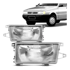 PAR FAROL CROMADO LENTE VIDRO UNO MILLE FIRE SMART 1991 A 2003 FIORINO ELBA