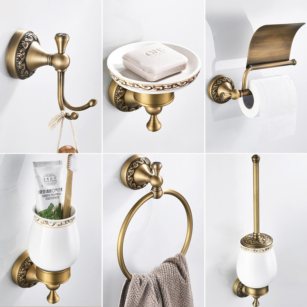 Kit Acessórios para Banheiro inox De Banheiro Toalheiro Suporte De Toalha De Bronze Antigo Sabonete Completo