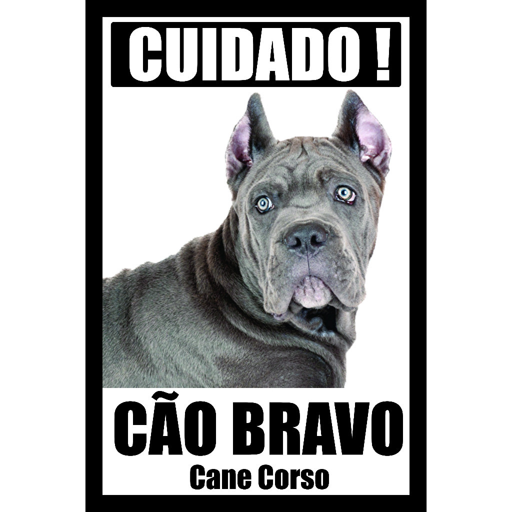 Placa Cão Bravo Cane Corso Tamanho 20 X 30 Cm modelo 01