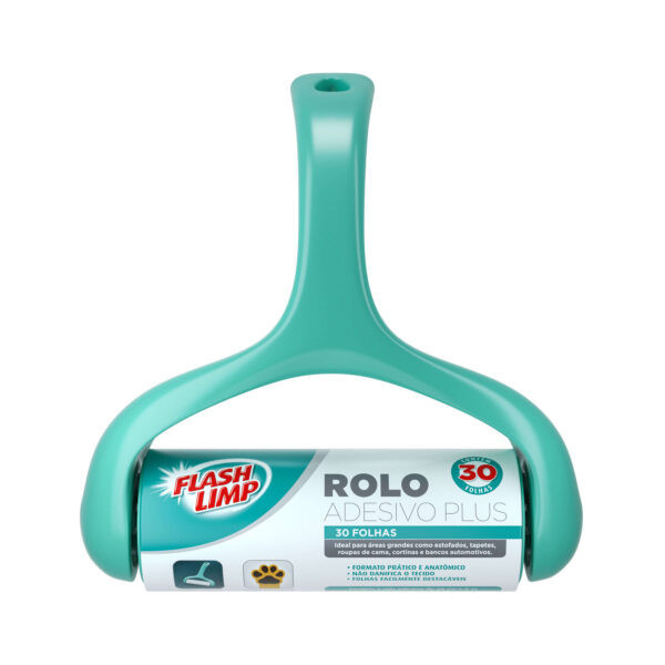 Rolo Adesivo Tira Pelos Plus 30 Folhas Destacáveis Para Roupas Tapetes Estofados Poeira Pelos de Animais FlashLimp