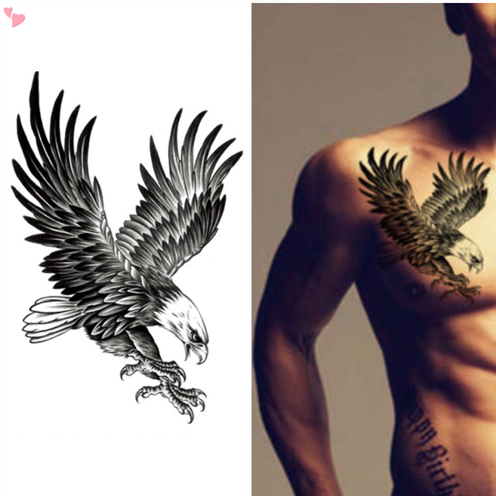 Grandes Tatuagens Temporárias Tatuagem Falsa À Prova D'água Realista Em Forma De Águia Adesivos De Corporal Para Homens Adult em Oferta na Shopee