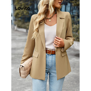 Lovito Blazer feminino casual simples com bolso falso LNL51147