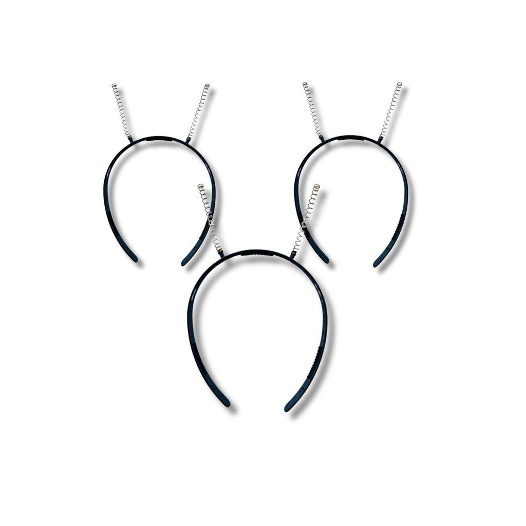 12 Tiara Plástica Mola Chapolim Preta - 10mm