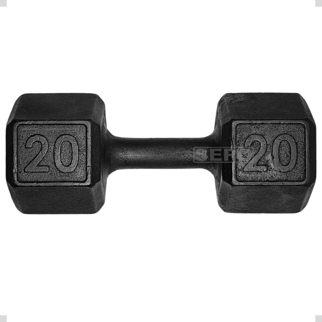 Halter 20 Kg Peso Exercício ferro Preto Sextavado Musculação