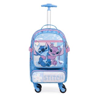Mochila de Rodinha Infantil Feminina Stitch e Angel Azul em Oferta na Shopee