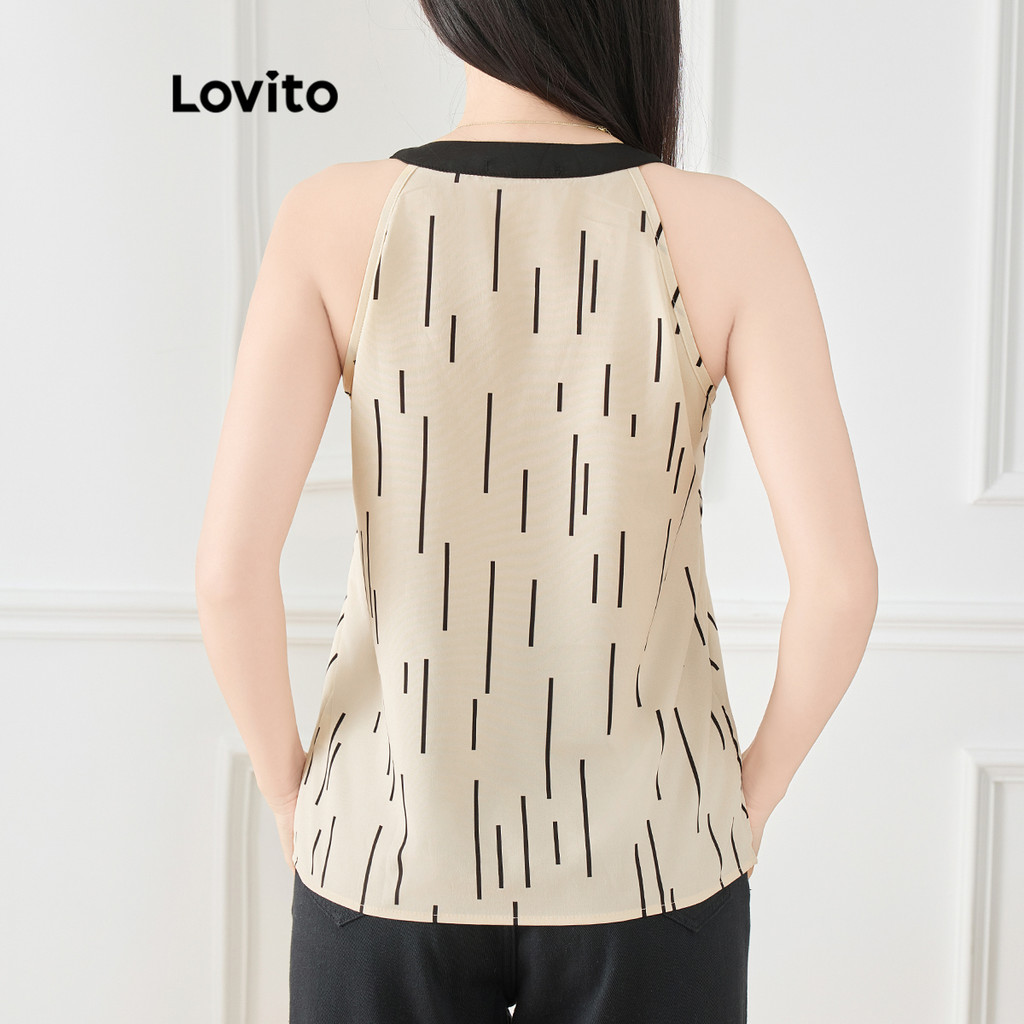 (Trendy) Lovito Regata Elegante Primavera E Verão Geométrica Colorblock Regata Para Mulheres L120ED202 em Oferta na Shopee