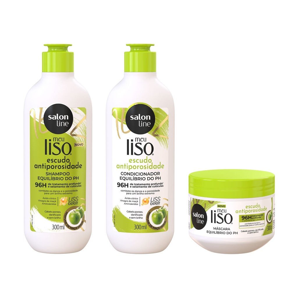 Kit Shampoo + Condicionador + Máscara Meu Liso Antiporosidade - Beauty
